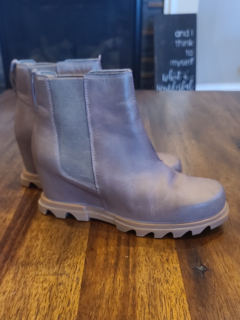 Sorel Women's Joan of Arctic Wedge III Chelsea Boots Taupe Color 8.5